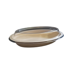 255 × 167 × H28 MM PET Dome Lid For 10x6 Oval Bowl - Bagasse