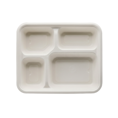 232 × 198 × H40.6 MM Exquisite 4 Compartment Tray - Bagasse