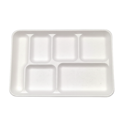 6 Compartment Flat Tray Bagasse