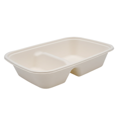 790 ML 2 Compartment Square Box - Bagasse