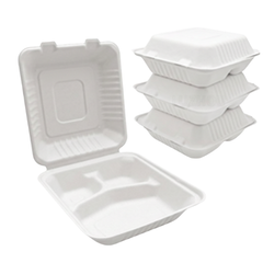 8"3 Compartment Clamshell 1000 ML - Bagasse