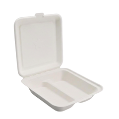 8“2 Compartment Clamshell 850 ML Bagasse