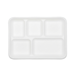 5 Compartment Flat Tray Bagasse